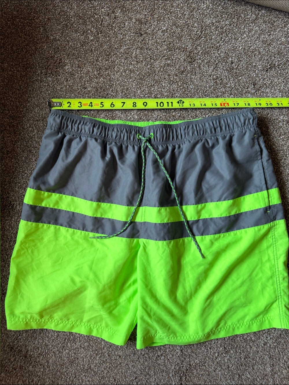 George Neon Green and Gray Men's Swim Trunks